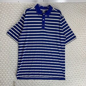 Footjoy Athletic Fit Polo Shirt Men's XL Golf Blue/white Short Sleeve Striped